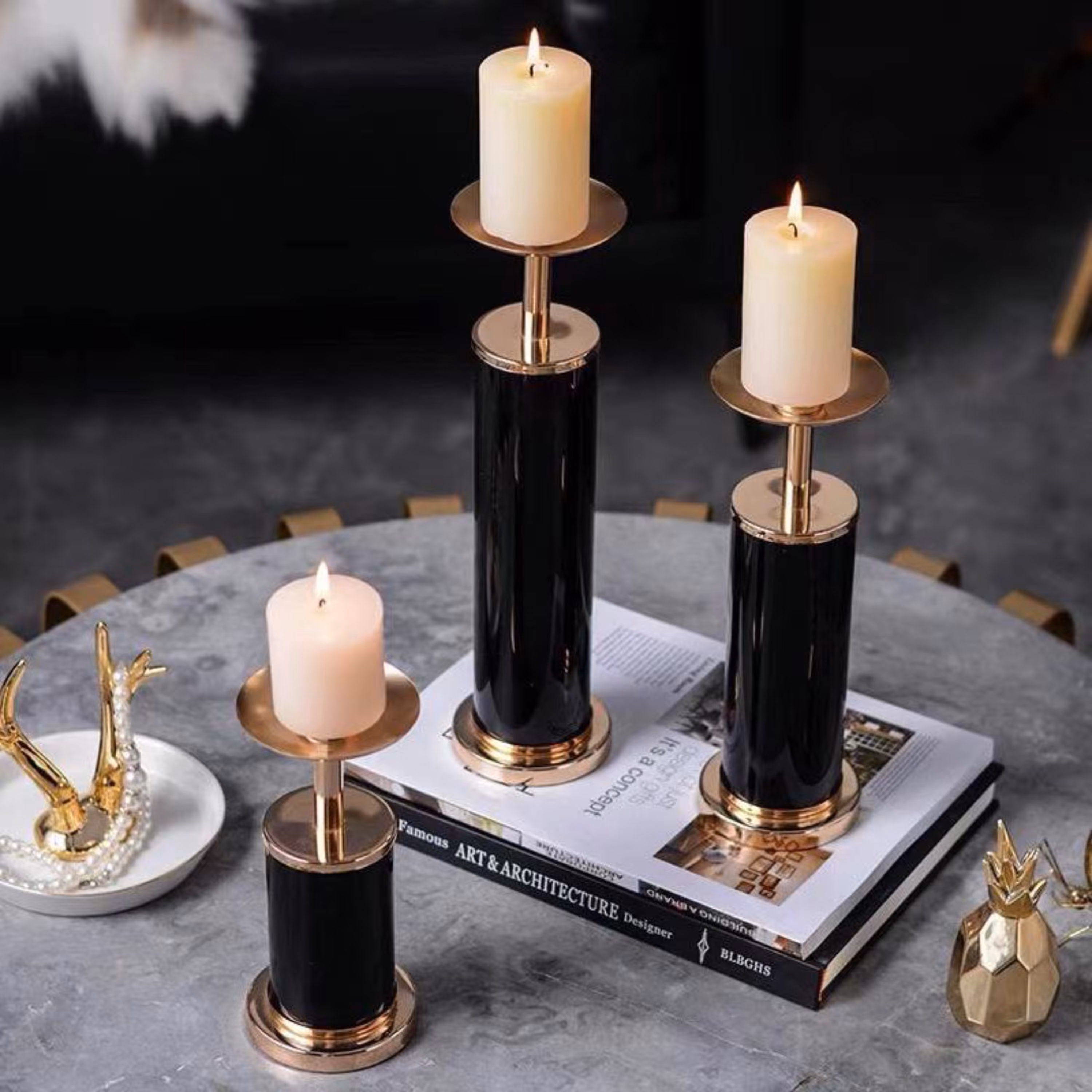 ست شمعدان سه سایز طلایی و نقره ای کد 3-2-1-2005