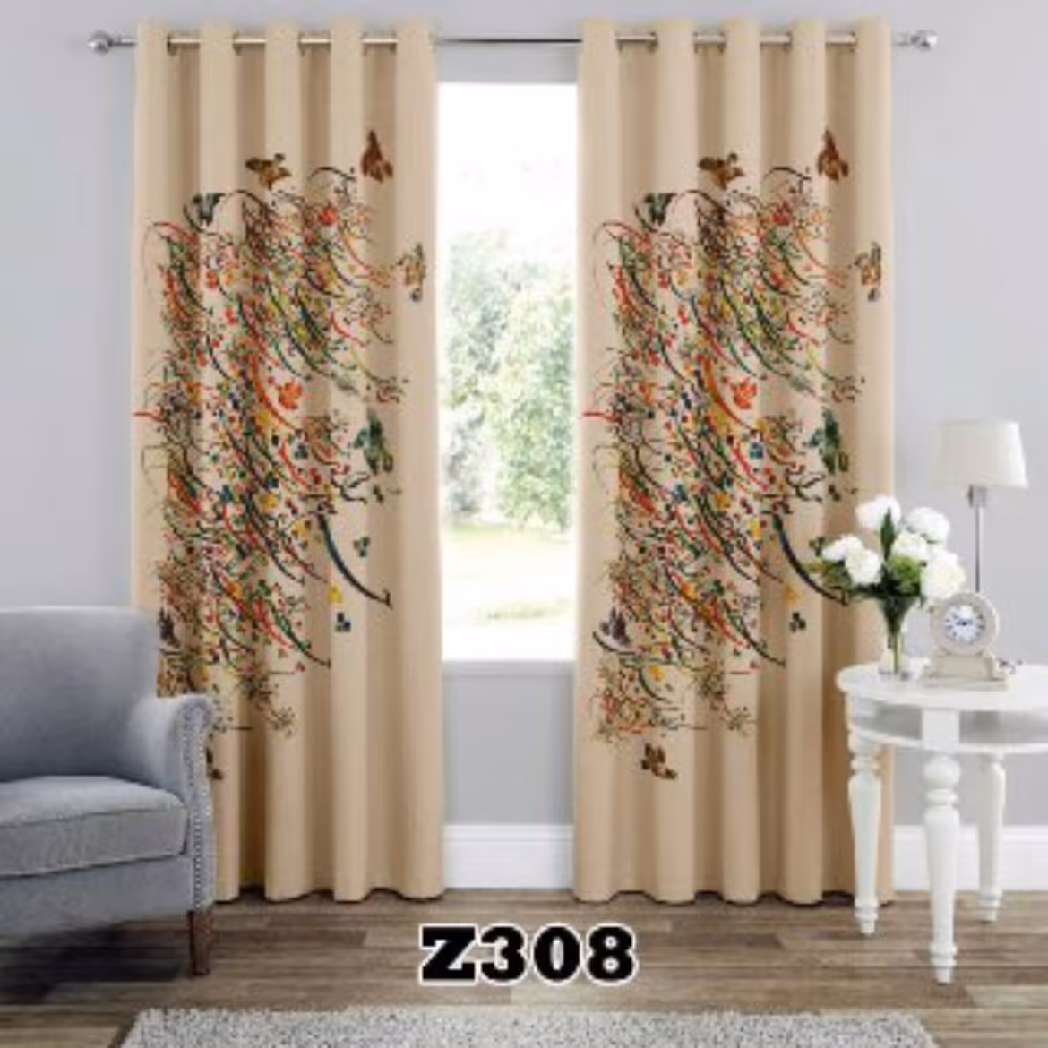 یک عدد پنل پرده اماده  طرح شعر z308