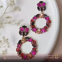 گوشواره دایره ای صورتی ارغوانی جواهری – کد XGH1022
- بدلیجات 
