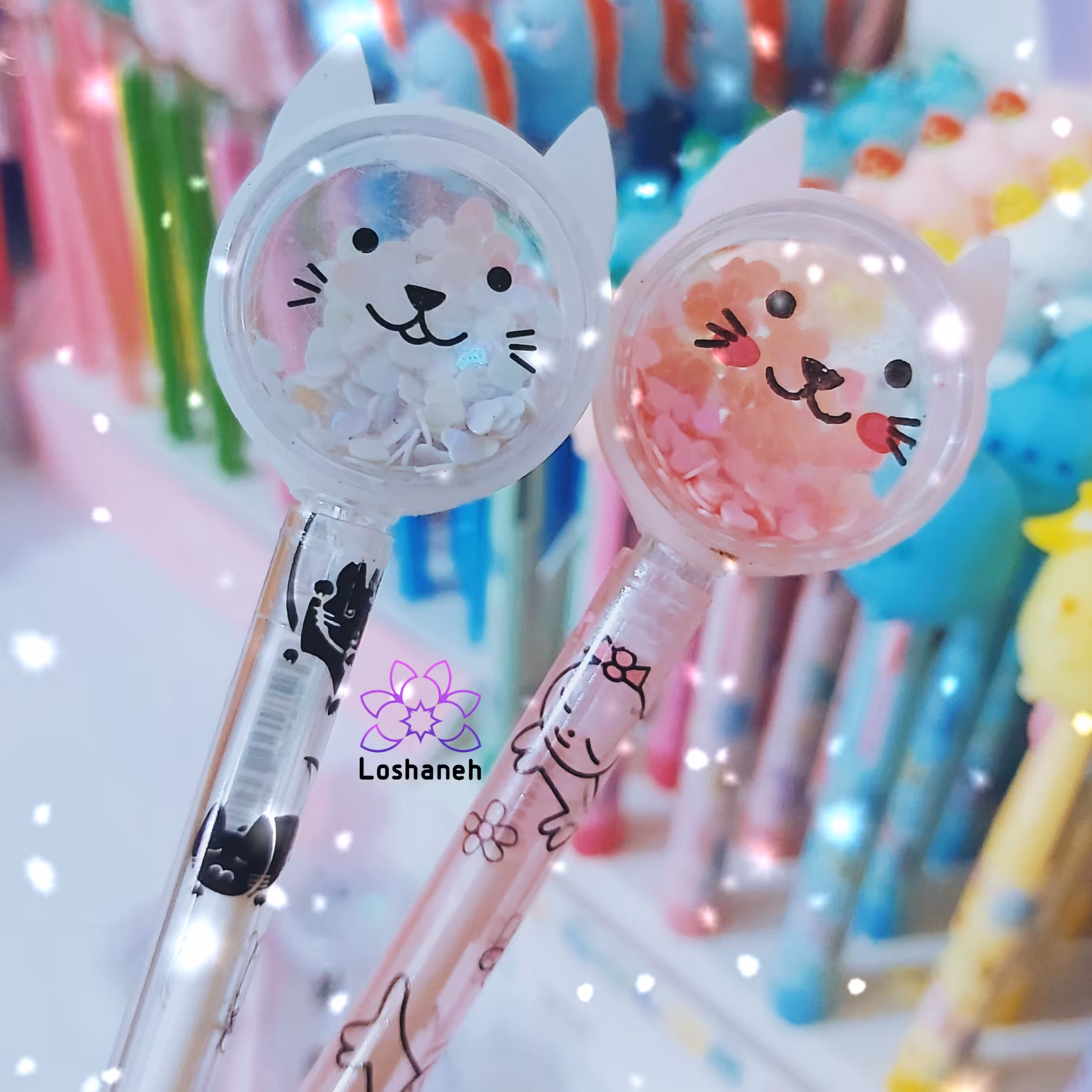 روان نویس گربه شاین دار صورتی سفید ارسال رایگان 