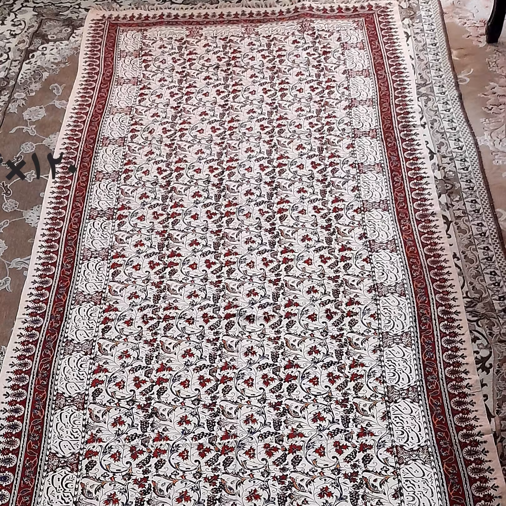 سفره ورومیزی قلمکاری سنتی سایز چهار متریطرح انگوری