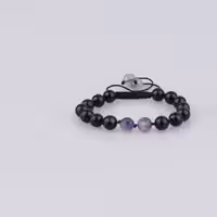 دستبند عقیق تک با سنگ آمیتیست