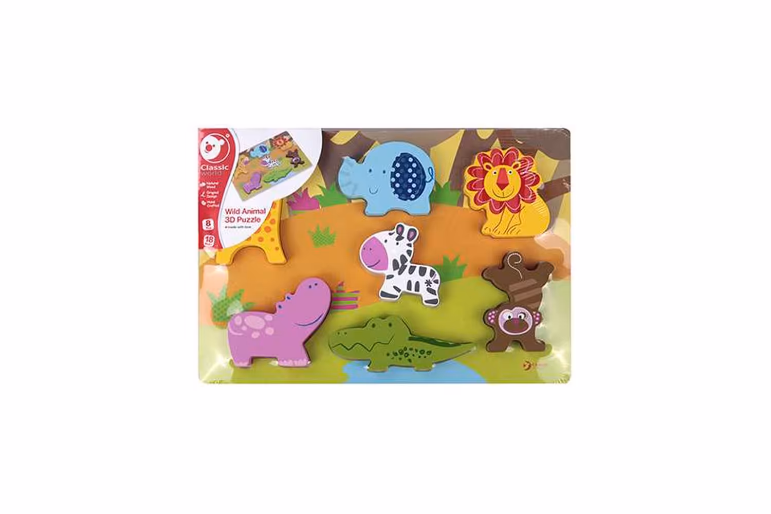 پازل سه بعدی حیوانات چوبی Classic World مدل Wild Animal 3D Puzzle 3551
