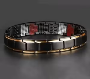 دستبند مغناطیسی سلامت بایو مشکی با خط طلایی