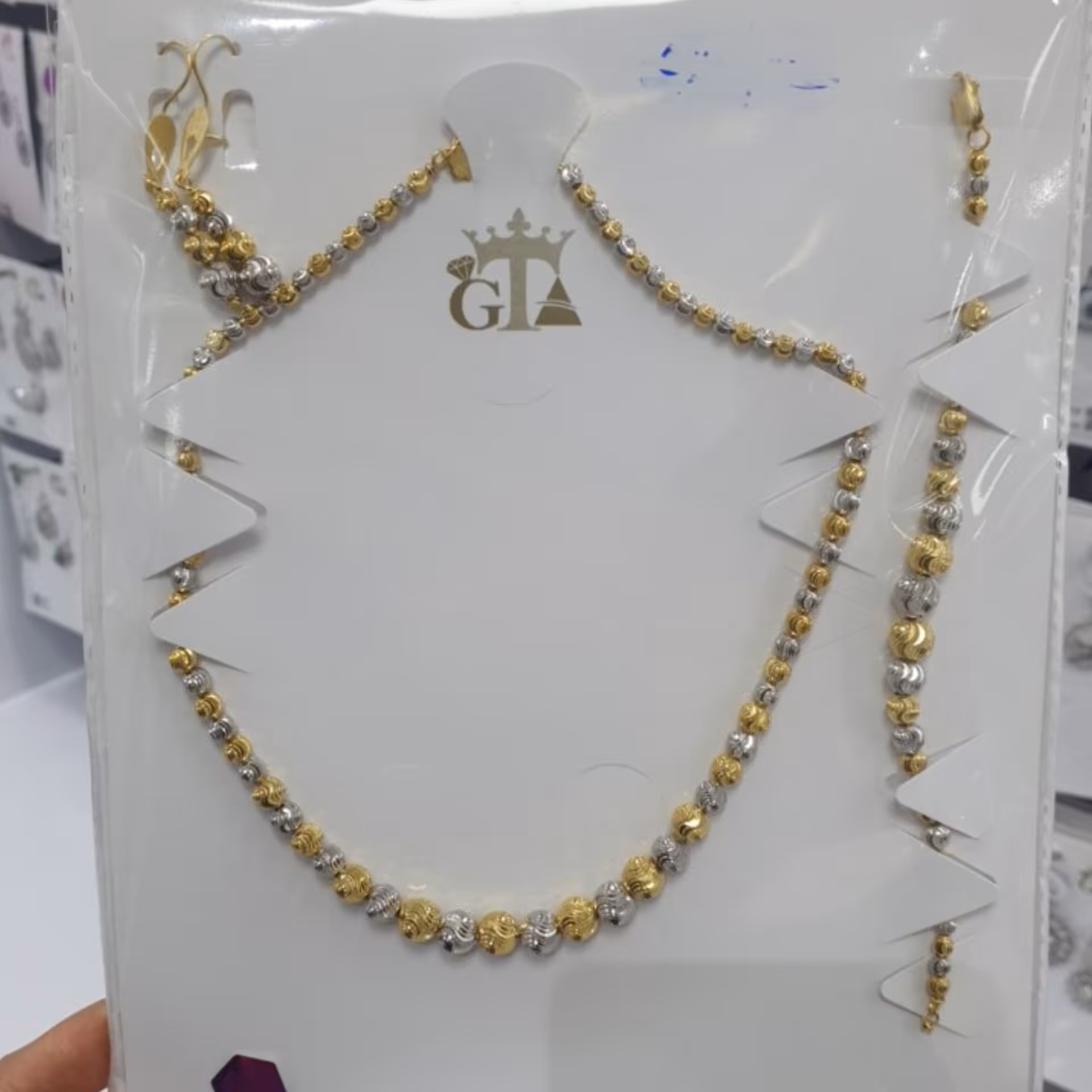 سرویس گوی تراش نقره عیار925 روکش طلا جواهری رنگ ثابت و فاکتور معتبر