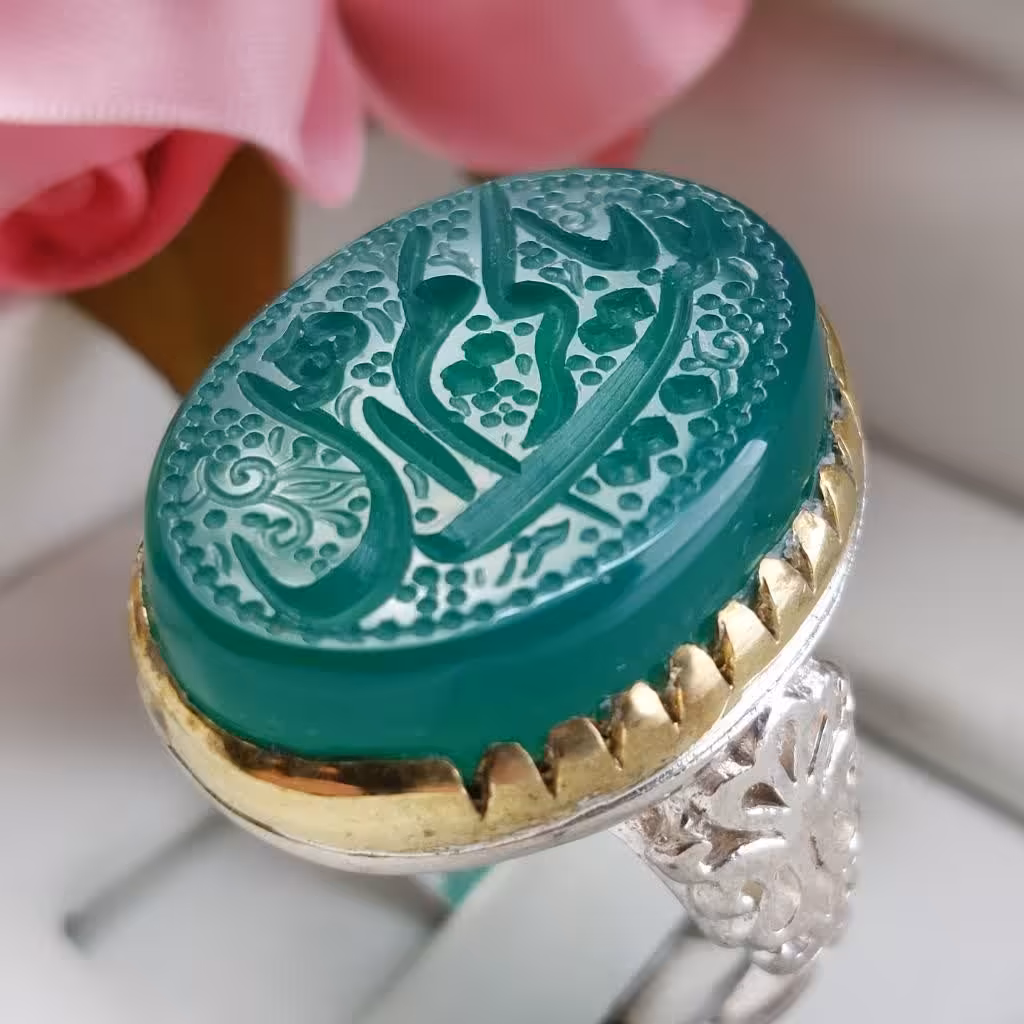 انگشتر نقره مردانه عقیق سبز