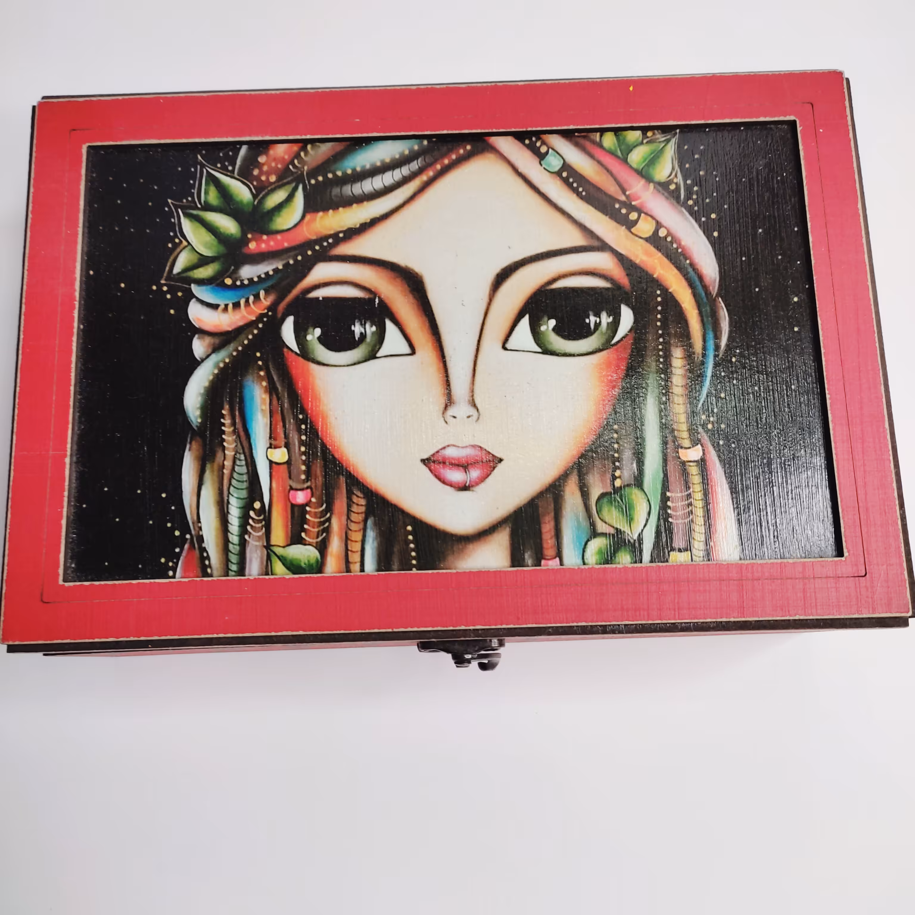 جعبه تی باکس چوبی قرمز رنگ