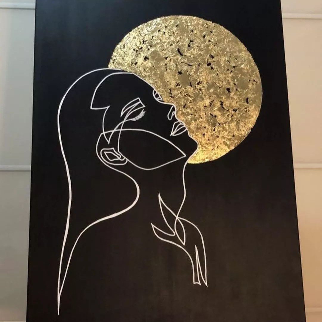 تابلو نقاشی مشکی طلایی مدرن