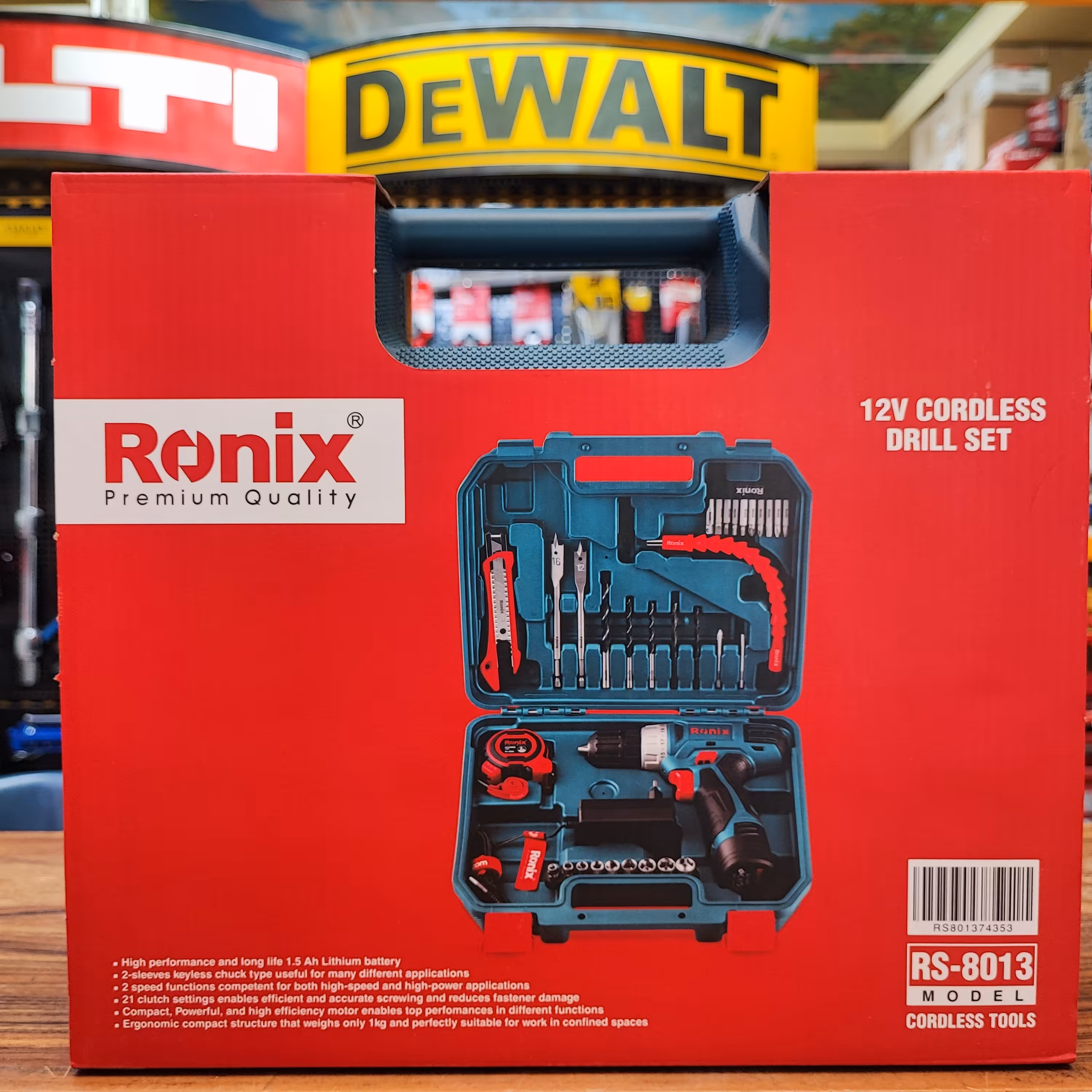 ست ترکیبی دریل شارژی 12 ولت تک باتری -35 تکه  RS-8013 رونیکس
