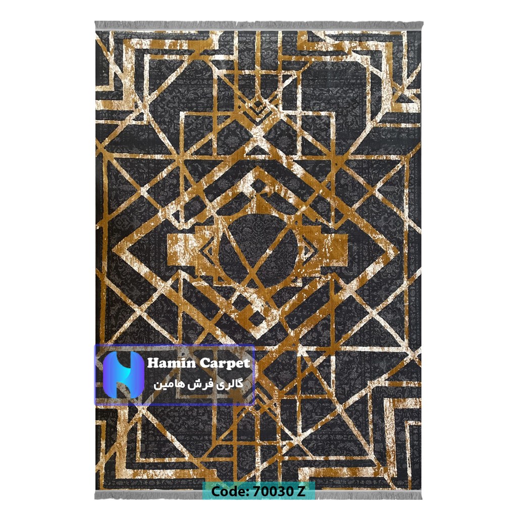 فرش 12 متری 700 شانه تراکم 2100 برجسته ذغالی طلایی کد SZ70030Z