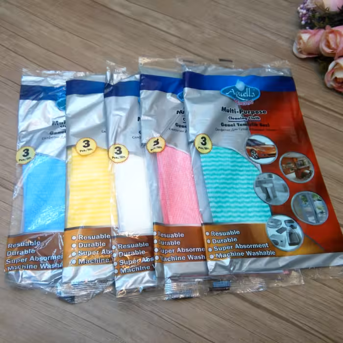 دستمال نظافت ترک AQUELLA جنس ظریف بسته 3عددی پک 50 بسته ای