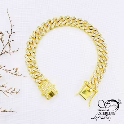 دستبند جواهری طلایی نگین کاری کد 13736