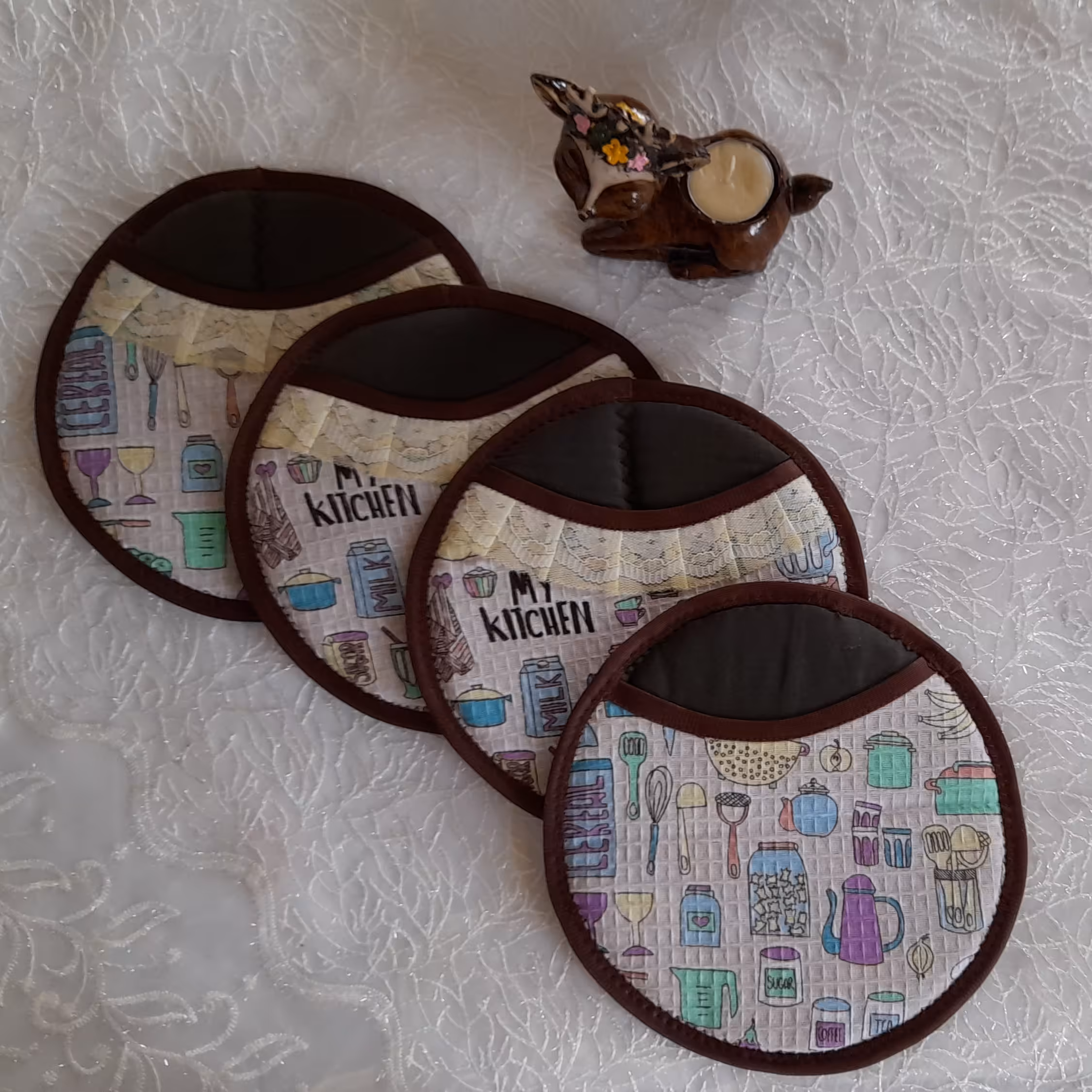 دستگیره آشپزخانه و سفره پاک کن گرد (4 عدد)