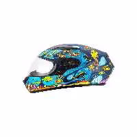 کلاه کاسکت موتورسیکلت چند رنگ دخترانه و پسرانه بچگانه SW 815K OCEAN مشکی BLUE FLOW FACE ایمنی کودکان Sway