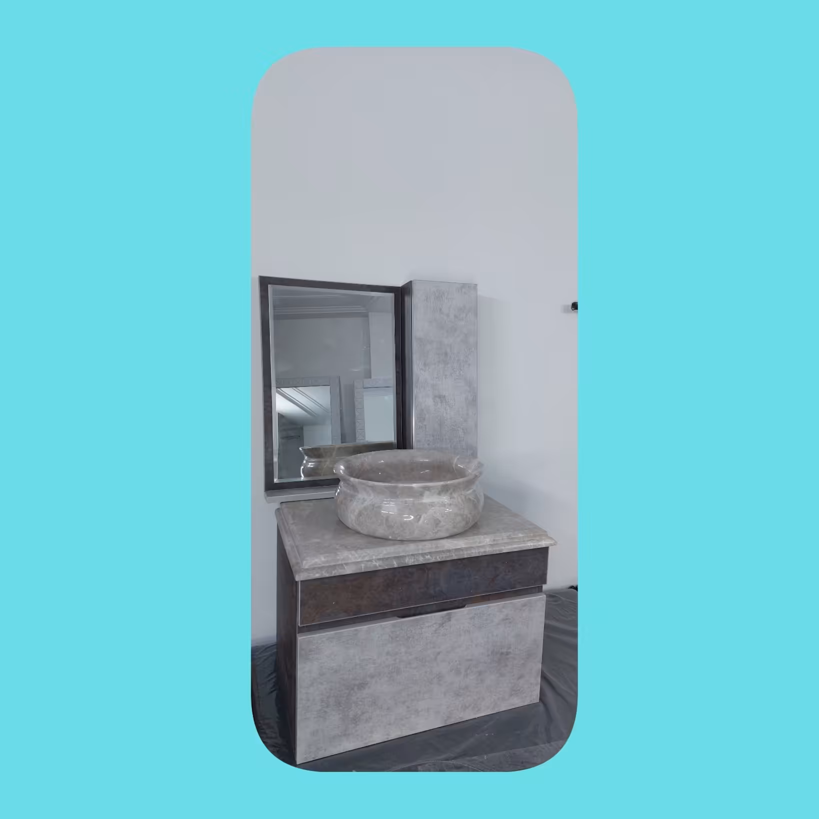 روشویی کابینتی پی وی سی  ضد آب کیفیت تضمینی با سنگ طبیعی ابزار خورده با کیفیت 