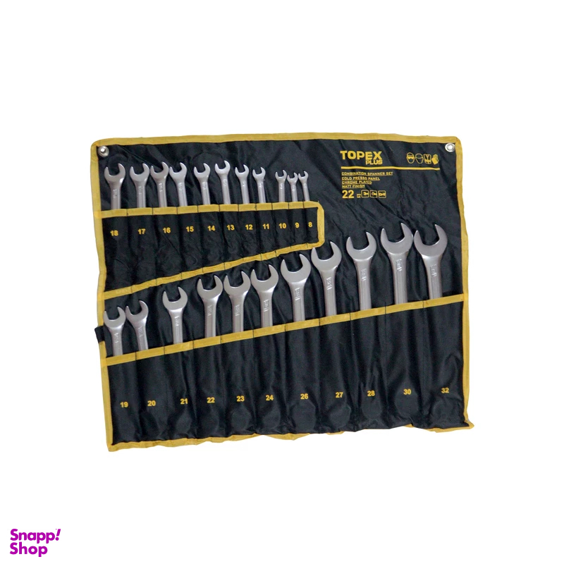 آچار یکسر تخت و یکسر رینگی تاپکس مدل YP-8-32MM مجموعه 22 عددی
