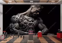 کاغذ دیواری سه بعدی بدنساز برای باشگاه مردانه HQ-1791