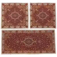 رومیزی سرویس ترمه ابریشم  کد TRSETE2 نفیس  رنگ زرشکی قهوه ای  آستر زرشکی