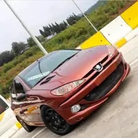  سپر  جلو 206 مدل اسپرت جنس فایبرگلاس درجه یک رنگ شده ( فلاپ مشکی مات یا مشکی پیانویی) ارسال با تیپاکس و بصورت پس کرایه