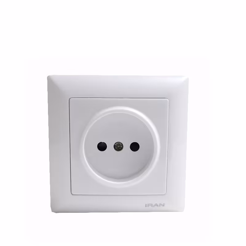 پریز برق ساده ایران الکتریک مدل الیزه دارای محافظ کودک