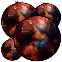 دمکنی ست چهار تکه پارچه ای مخمل دو رو چاپ طرح کهکشان سایز 20، 25، 30 و 35 مدل B21-1008 شرکت رنس