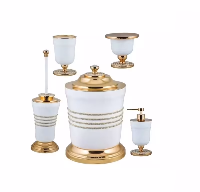 ست اکسسوری سرویس بهداشتی 5تکه DORITA مدلSHELVY CRYSTAL