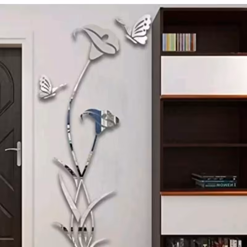 اینه دکوراتیو مدل گل و پروانه 23 سایز یک مترو بیست سانت