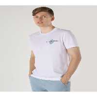 تی شرت سفید مردانه یقه دوچرخه مناسب به طور منظم طرح دار پوست آستین کوتاه t shirt Colin’s