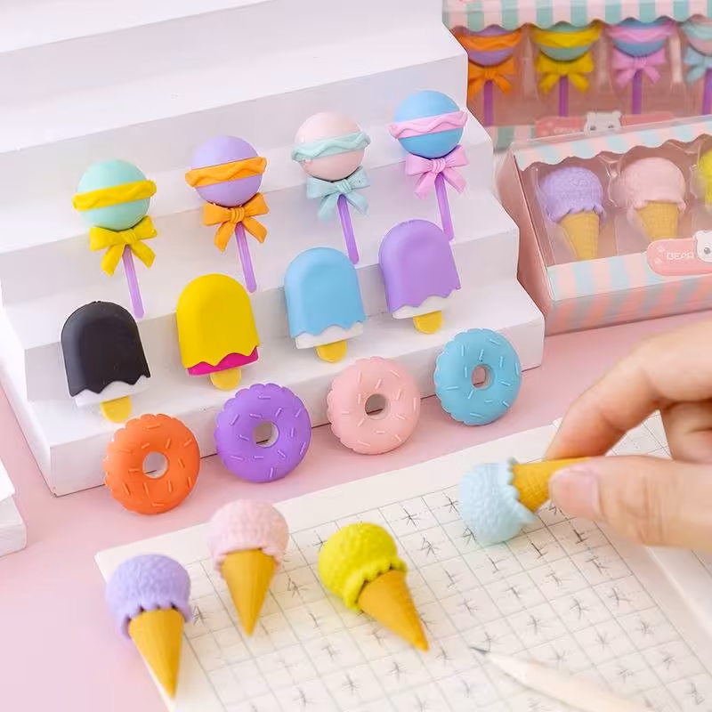 پاک کن فانتزی طرح بستنی و دونات بسته 4 عددی