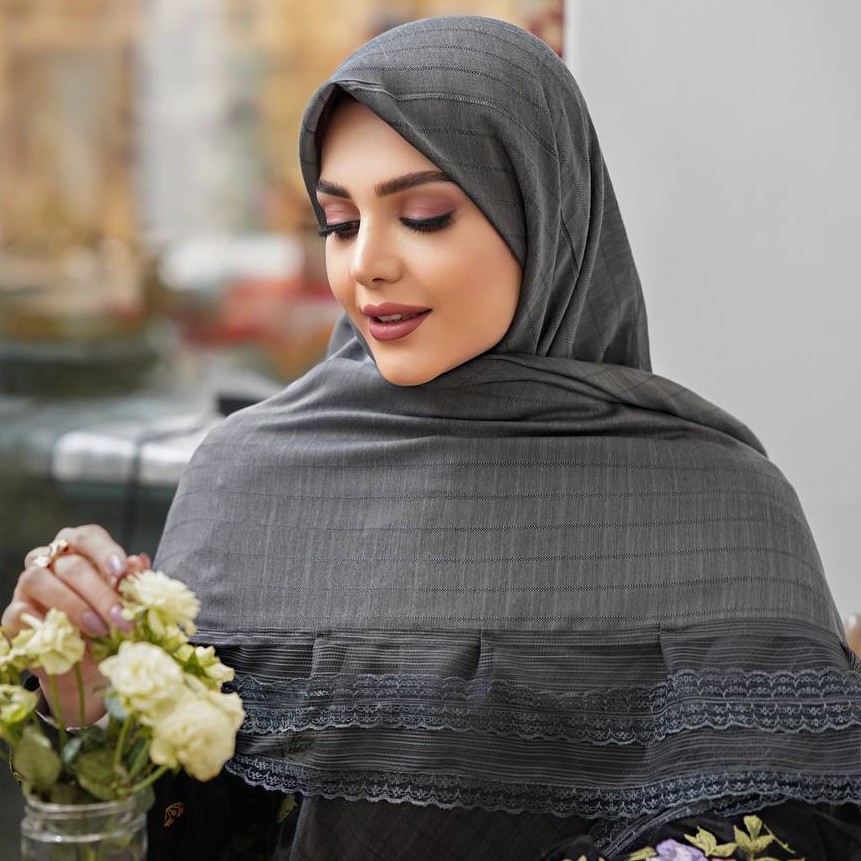 روسری نخی گیپوری طوسی ارسال رایگان