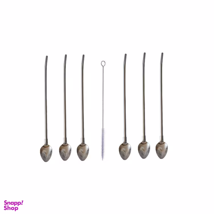 قاشق شربت خوری مدل نی دار کد 1008 به همراه فرچه مجموعه 7 عددی