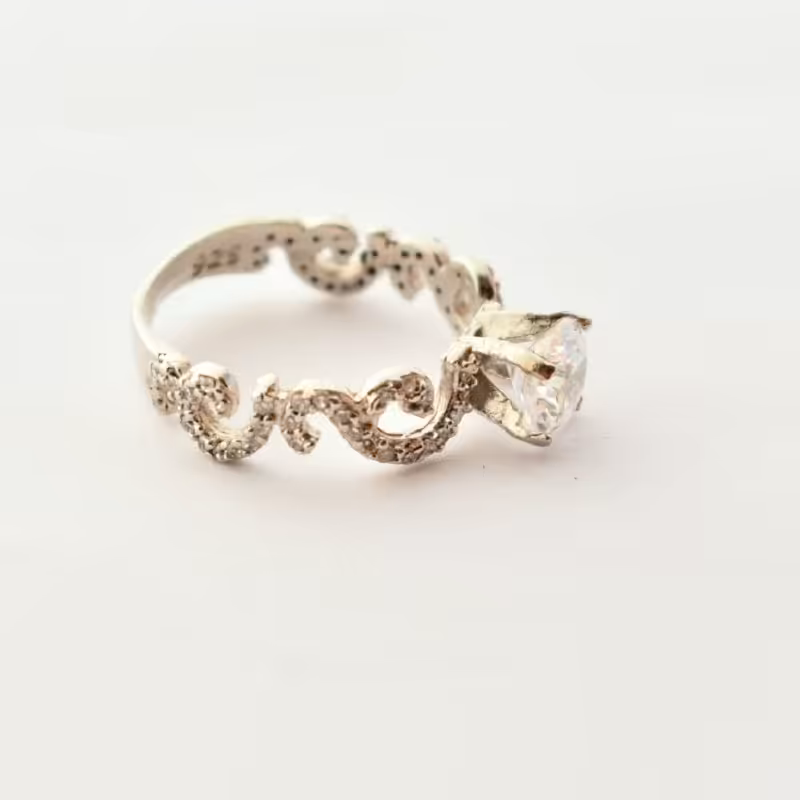 انگشتر نقره زنانه سولیتر عیار 925 آبکاری رودیوم آقابزرگ