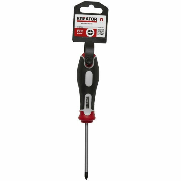 پیچگوشتی چهارسو آهنربایی PH1×80mm مدل KRT402102 برند کریتور بلژیک