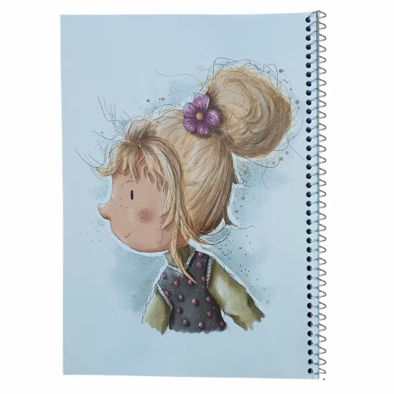 دفتر 60 برگ حاشیه دار  - طرح دختر بنفش