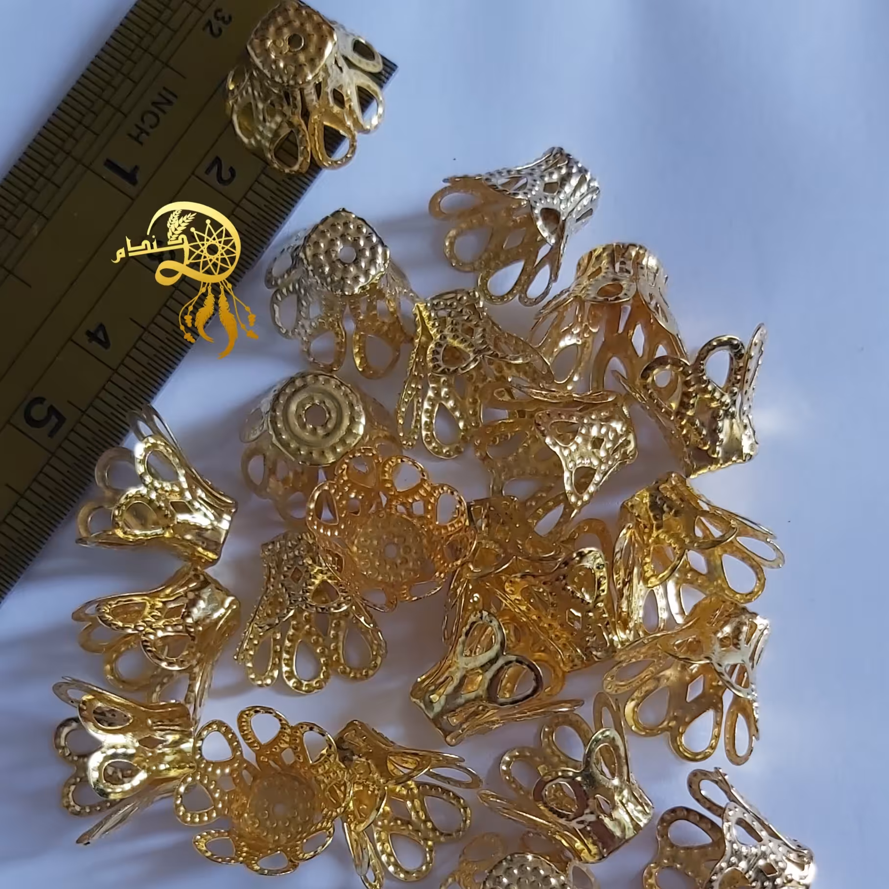 کاسبرگ گلدانی طلایی درشت قطر یک ونیم سانت پک ده عددی