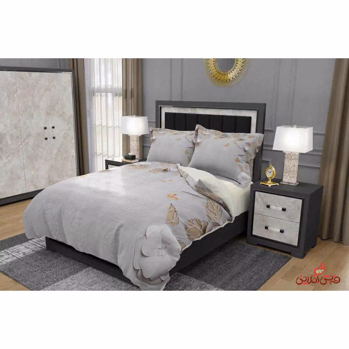 روتختی طرح برگ و گل سفید کد 2742