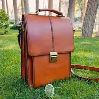 کیف چرم طبیعی مردانه دست دوز آلا مدل بردیا  دسته دار