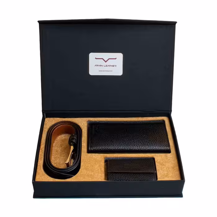 ست هدیه چرم طبیعی آروین چرم کد AR-902-F