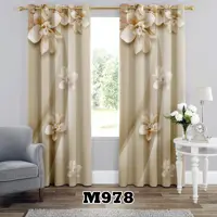 پرده طرح گل درشت کد M978 تک قواره ارتفاع 300 عرض 140 سانت