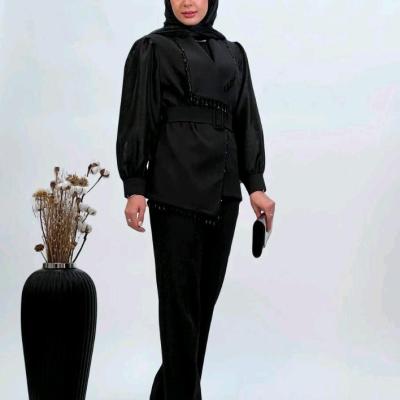 ست کت شلوار بوگاتی و حریر مدل ست آستین پفی(