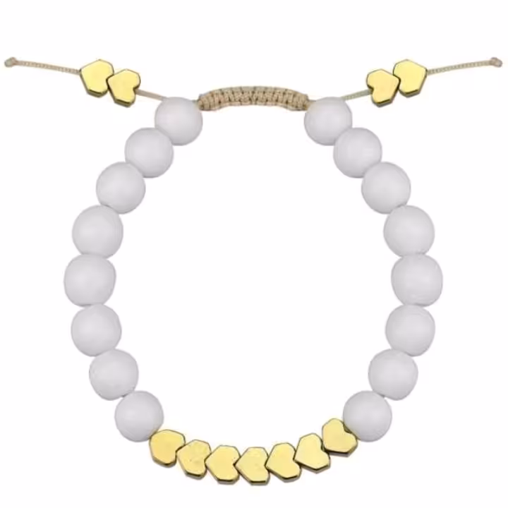 دستبند حدید قلبی و اونیکس سفید