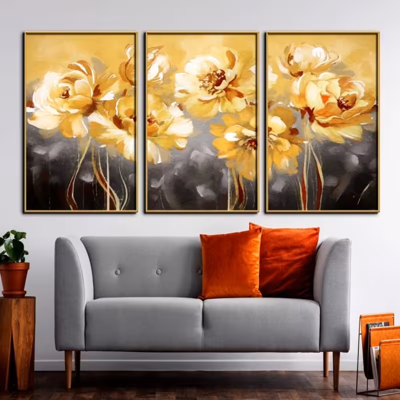 تایلو دکوراتیو طرح گل های بهاری ... سایز  50.70