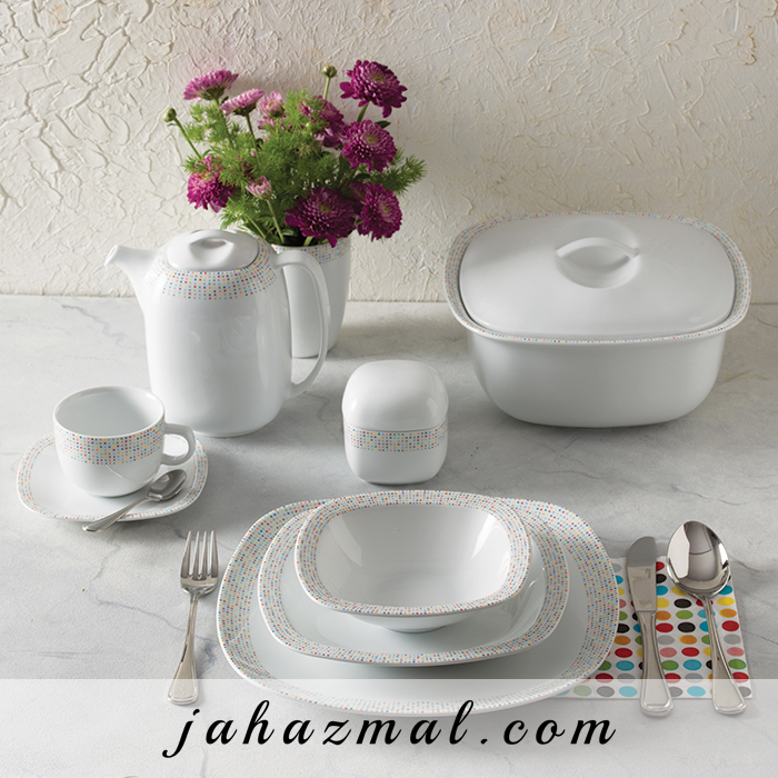 سرویس چینی زرین طرح ماتریکس 98 پارچه