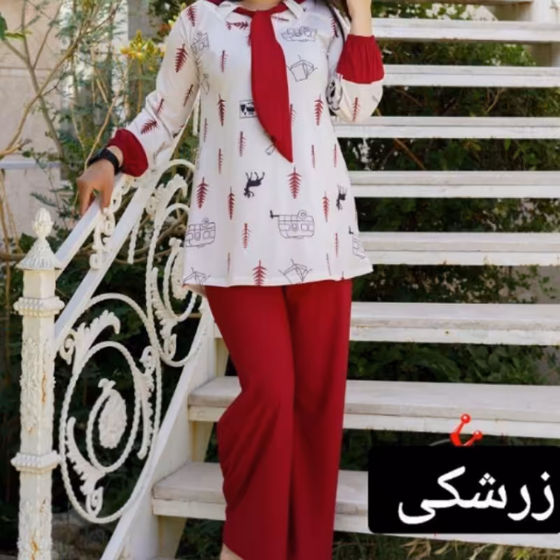 تونیک شلوار کرواتی طرح طبیعت کد سی

