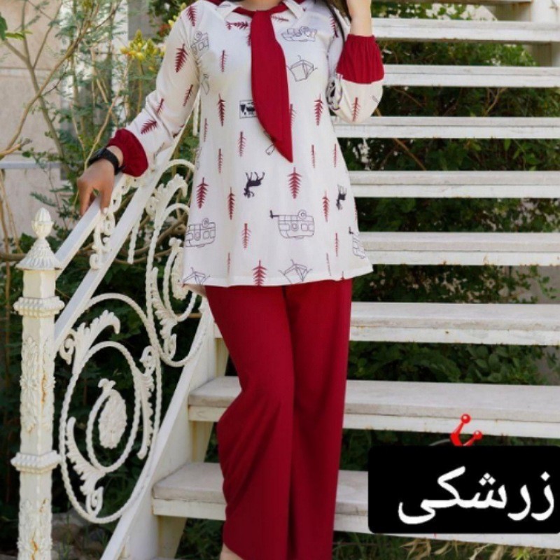 تونیک شلوار کرواتی طرح طبیعت کد سی