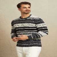 پلیور خاکستری مردانه ژاکت لباس بافتنی یقه زمین آنتراسیت اسمایل SMILE