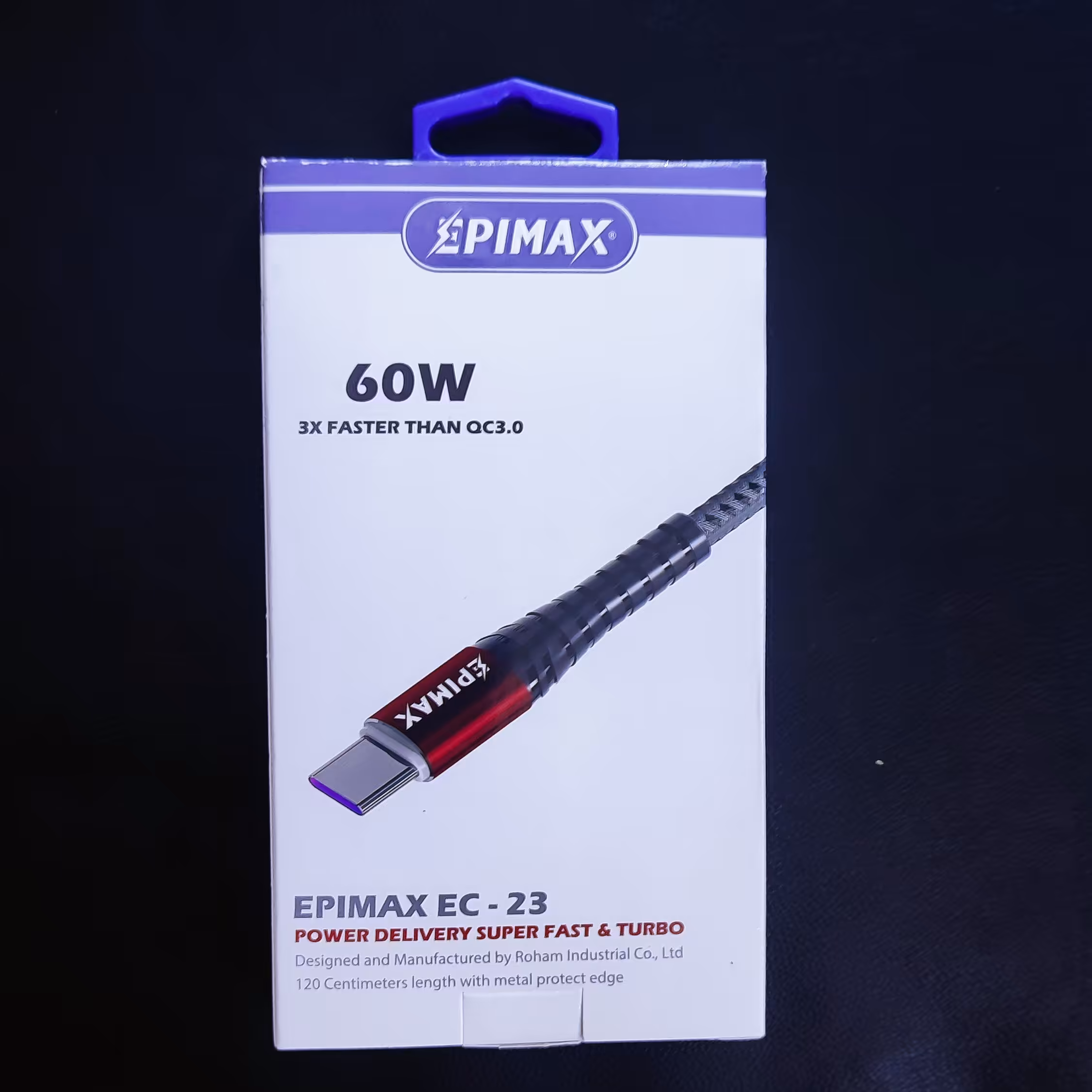 کابل  شارژ  دو سر تایپ سی (typec) epimax 60وات  پر سرعت  با 6 ماه ضمانت 