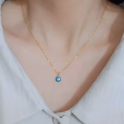 گردنبند چشم نظر | استیل، طلایی، آبی و مشکی، مینیمال