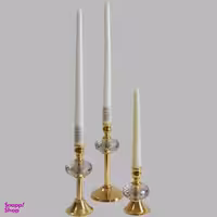 شمعدان نورهام مدل کریستالی ماهرخ مجموعه 3 عددی