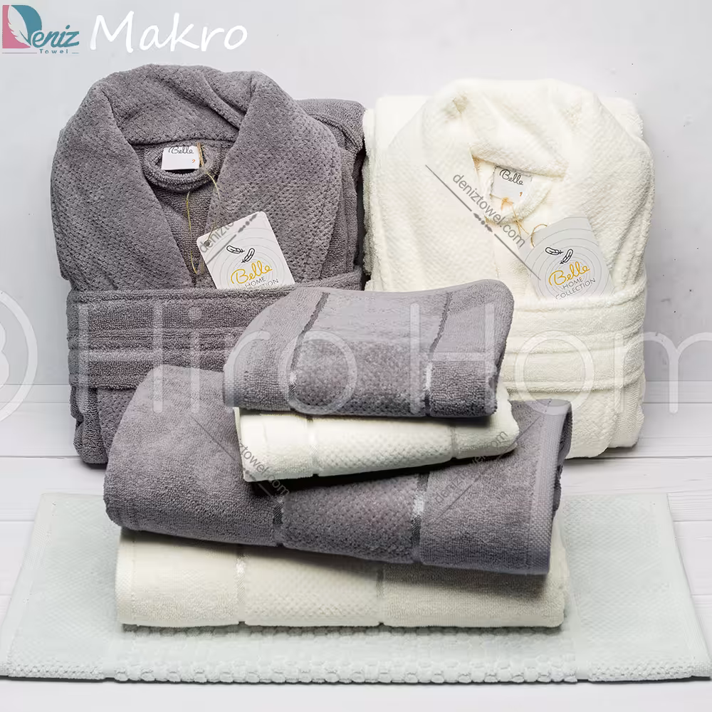 ست دو نفره طرح ماکرو رنگ شیری و سنگی